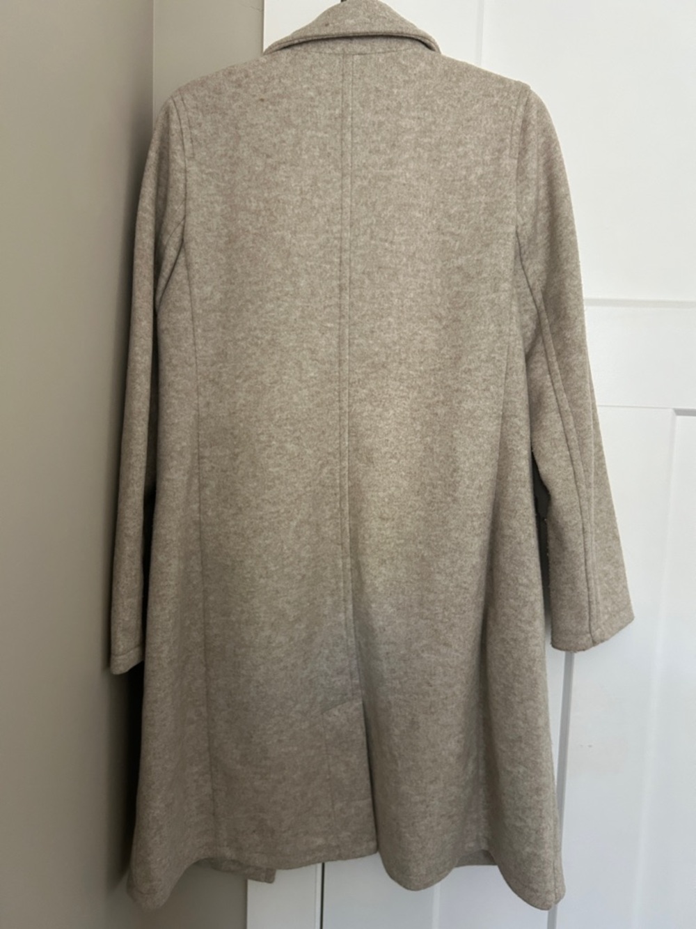 Express Women's Light Cream Wool-Blend Single-Breasted Trench Coat - Picture 5 of 6